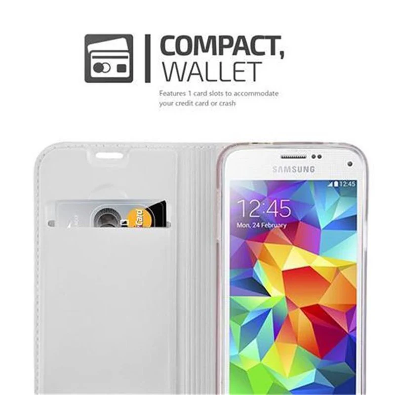 Cadorabo Hülle kompatibel mit Samsung Galaxy S5 MINI / S5 MINI DUOS Schutzhülle mit Magnetverschluss, Standfunktion und Kartenfach