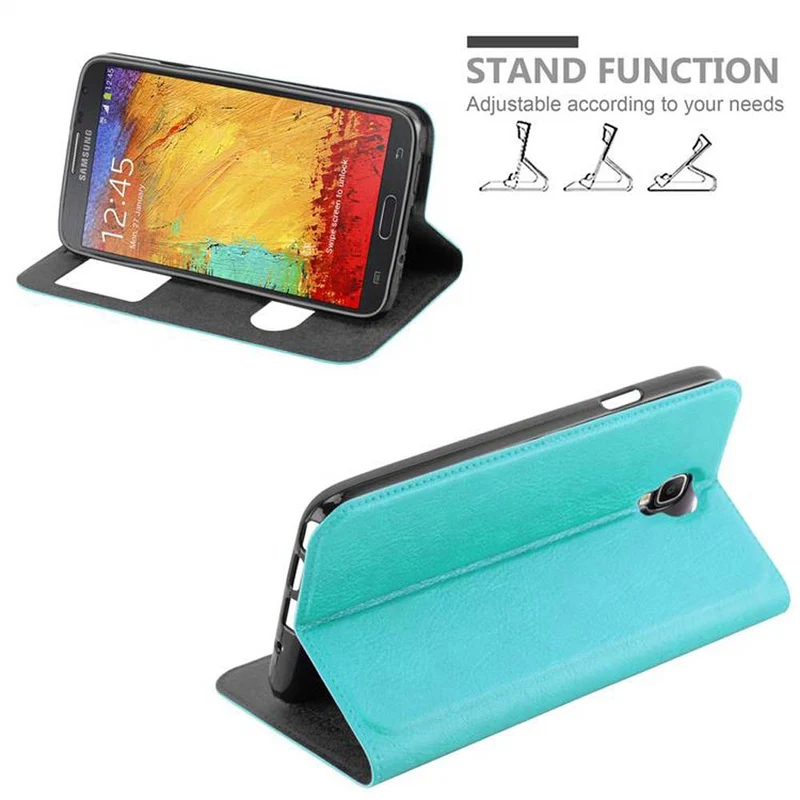Cadorabo Hülle kompatibel mit Samsung Galaxy NOTE 3 NEO Schutzhülle mit Magnetverschluss, Standfunktion und 2 Sichtfenstern