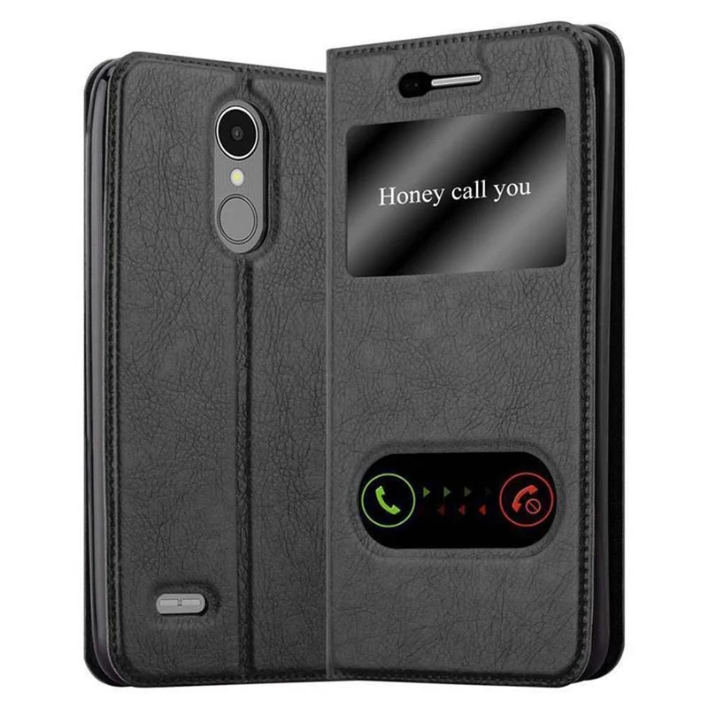 Cadorabo Hülle kompatibel mit LG K8 2017 Schutzhülle mit Magnetverschluss, Standfunktion und 2 Sichtfenstern