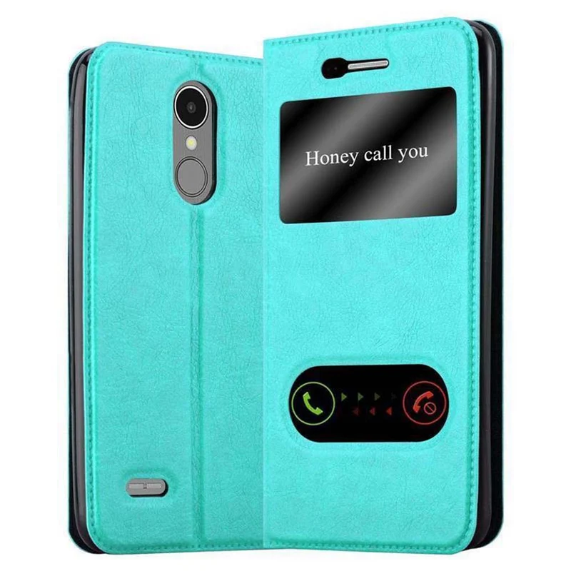 Cadorabo Hülle kompatibel mit LG K8 2017 Schutzhülle mit Magnetverschluss, Standfunktion und 2 Sichtfenstern