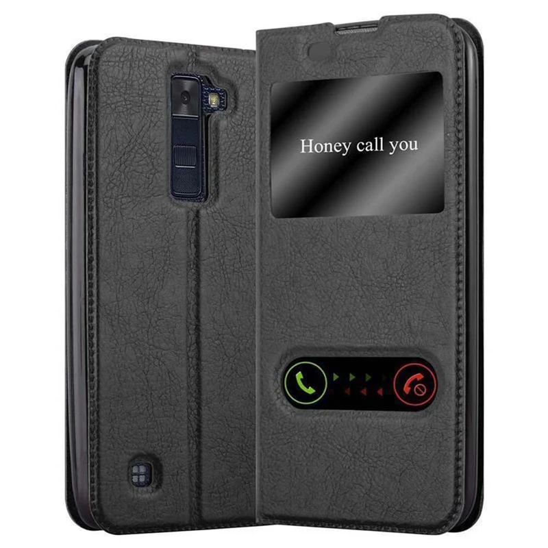 Cadorabo Hülle kompatibel mit LG K8 2016 Schutzhülle mit Magnetverschluss, Standfunktion und 2 Sichtfenstern