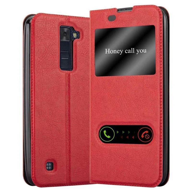 Cadorabo Hülle kompatibel mit LG K8 2016 Schutzhülle mit Magnetverschluss, Standfunktion und 2 Sichtfenstern