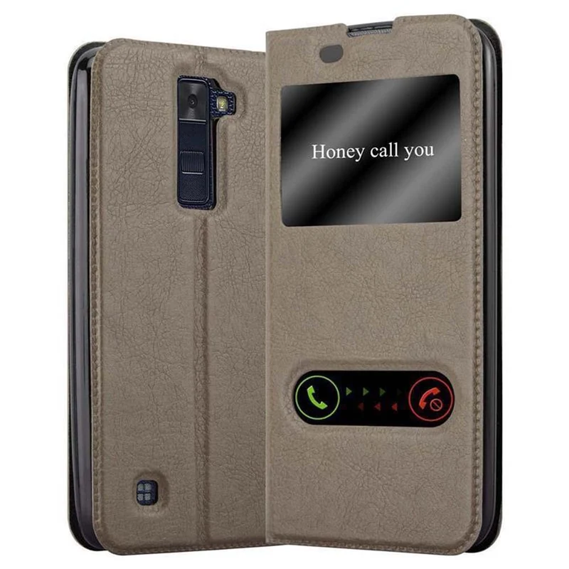 Cadorabo Hülle kompatibel mit LG K8 2016 Schutzhülle mit Magnetverschluss, Standfunktion und 2 Sichtfenstern