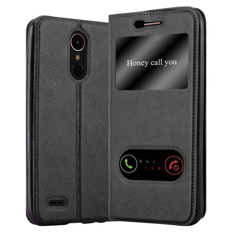 Cadorabo Hülle kompatibel mit LG K10 2017 Schutzhülle mit Magnetverschluss, Standfunktion und 2 Sichtfenstern