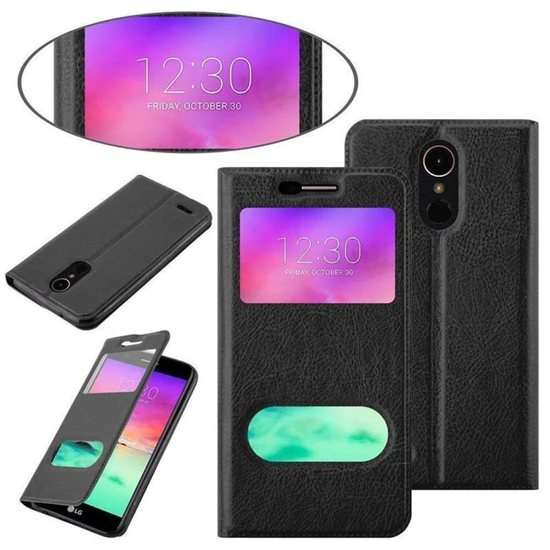 Cadorabo Hülle kompatibel mit LG K10 2017 Schutzhülle mit Magnetverschluss, Standfunktion und 2 Sichtfenstern