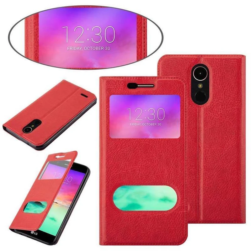 Cadorabo Hülle kompatibel mit LG K10 2017 Schutzhülle mit Magnetverschluss, Standfunktion und 2 Sichtfenstern