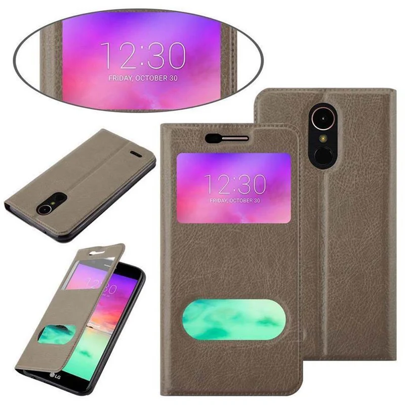 Cadorabo Hülle kompatibel mit LG K10 2017 Schutzhülle mit Magnetverschluss, Standfunktion und 2 Sichtfenstern