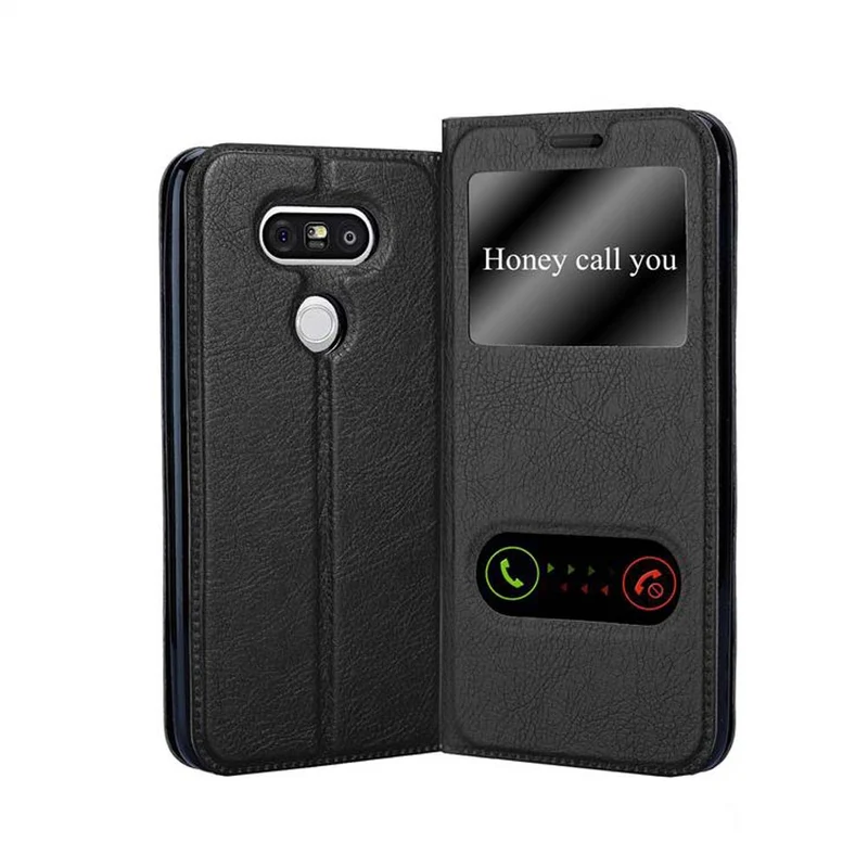 Cadorabo Hülle kompatibel mit LG G5 Schutzhülle mit Magnetverschluss, Standfunktion und 2 Sichtfenstern