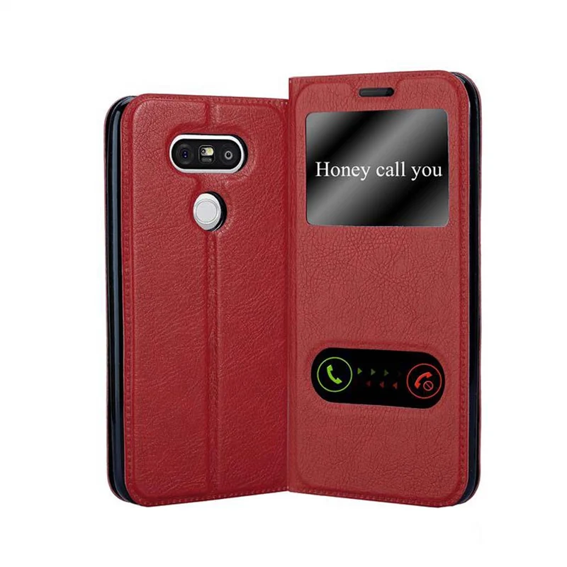 Cadorabo Hülle kompatibel mit LG G5 Schutzhülle mit Magnetverschluss, Standfunktion und 2 Sichtfenstern