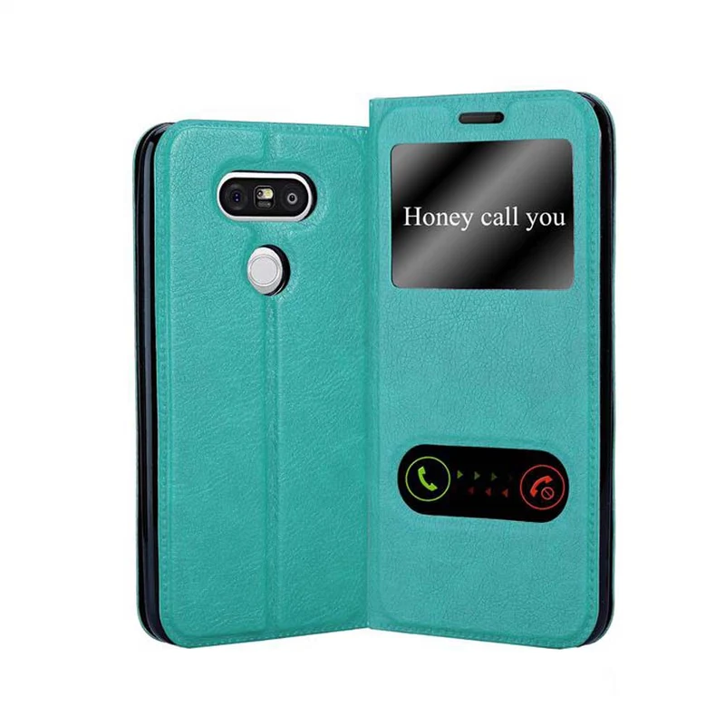 Cadorabo Hülle kompatibel mit LG G5 Schutzhülle mit Magnetverschluss, Standfunktion und 2 Sichtfenstern