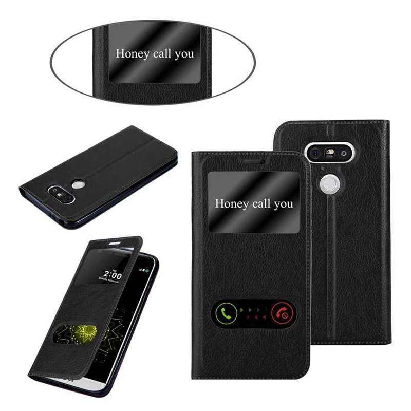 Cadorabo Hülle kompatibel mit LG G5 Schutzhülle mit Magnetverschluss, Standfunktion und 2 Sichtfenstern