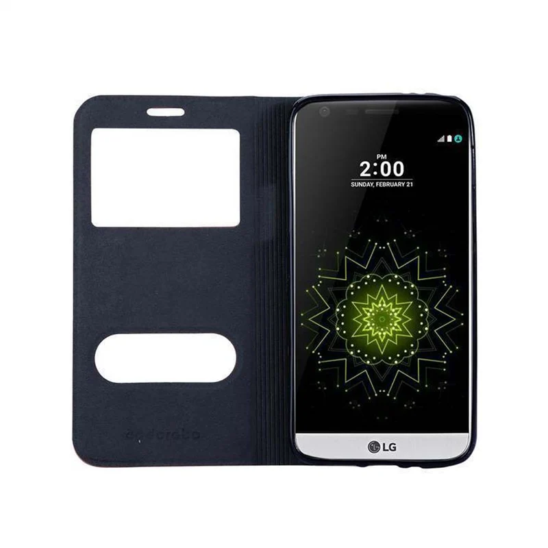 Cadorabo Hülle kompatibel mit LG G5 Schutzhülle mit Magnetverschluss, Standfunktion und 2 Sichtfenstern