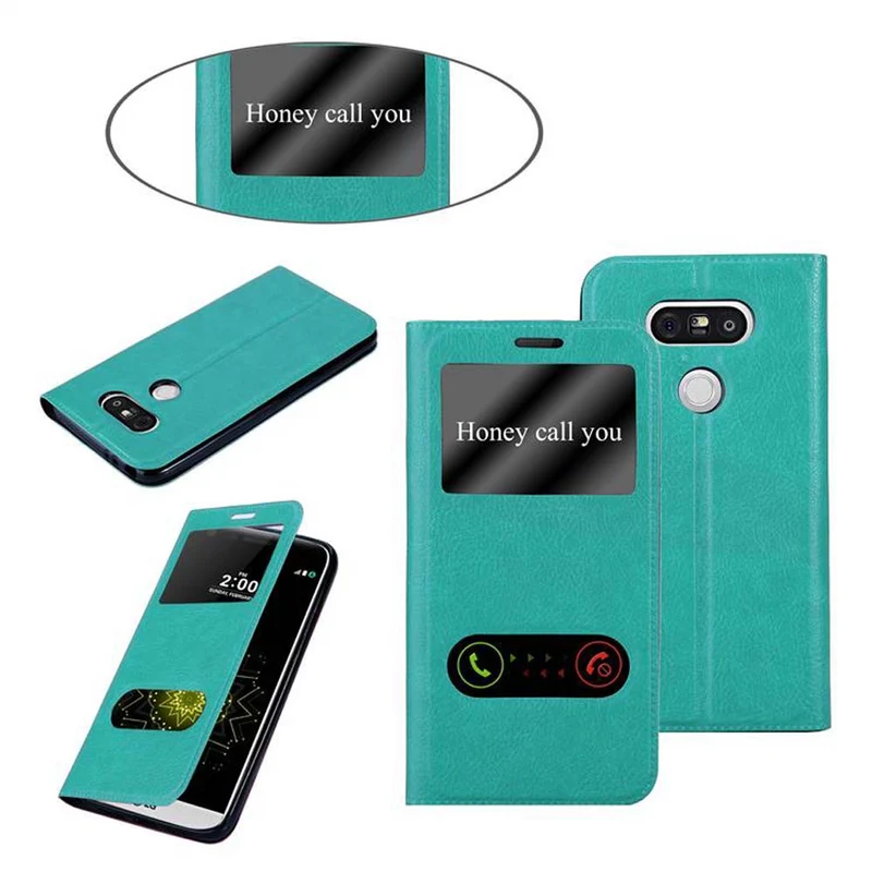 Cadorabo Hülle kompatibel mit LG G5 Schutzhülle mit Magnetverschluss, Standfunktion und 2 Sichtfenstern