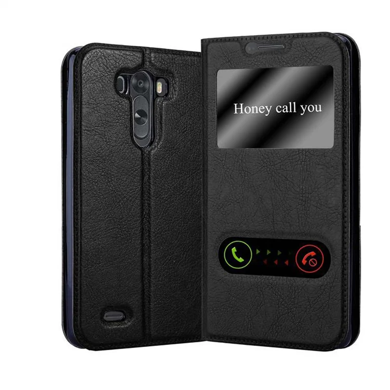 Cadorabo Hülle kompatibel mit LG G3 Schutzhülle mit Magnetverschluss, Standfunktion und 2 Sichtfenstern