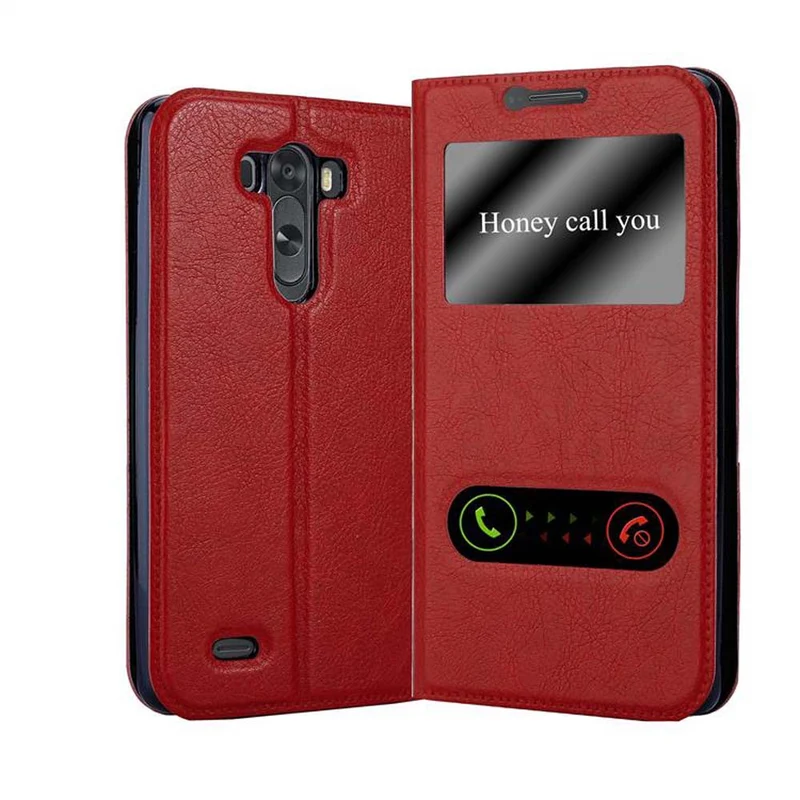 Cadorabo Hülle kompatibel mit LG G3 Schutzhülle mit Magnetverschluss, Standfunktion und 2 Sichtfenstern