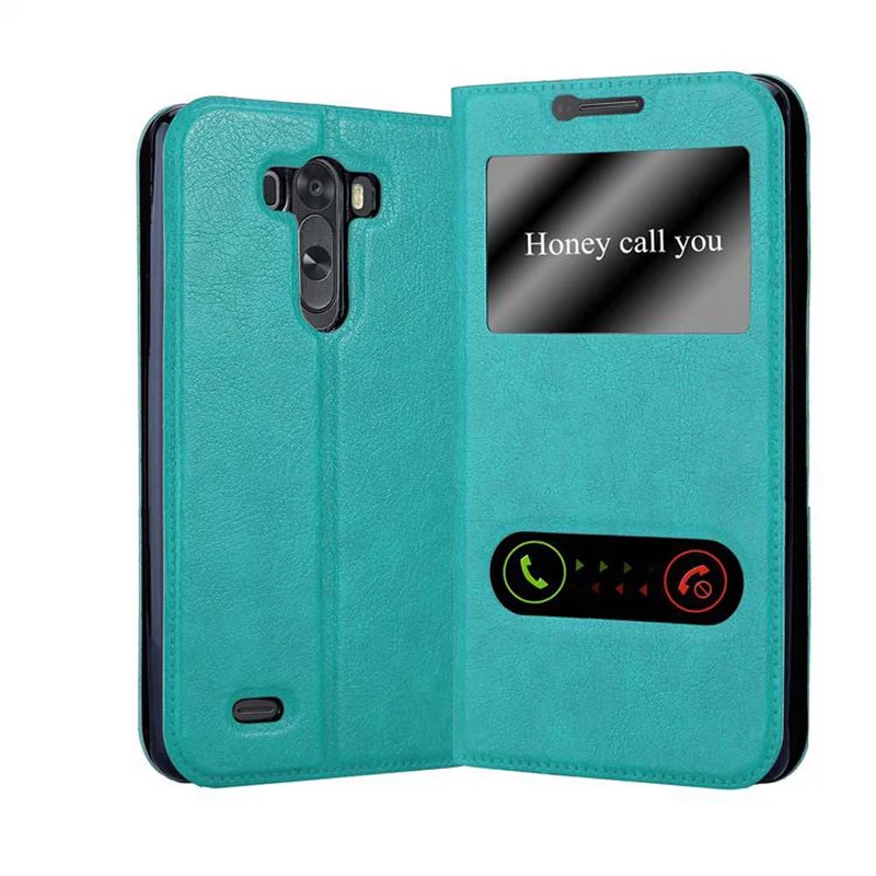 Cadorabo Hülle kompatibel mit LG G3 Schutzhülle mit Magnetverschluss, Standfunktion und 2 Sichtfenstern