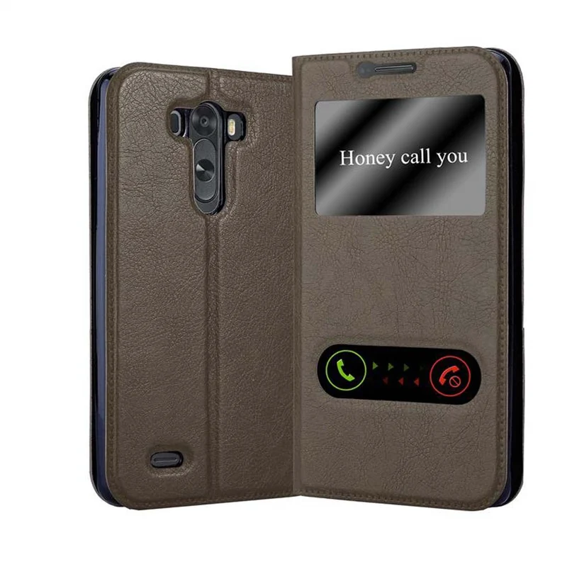 Cadorabo Hülle kompatibel mit LG G3 Schutzhülle mit Magnetverschluss, Standfunktion und 2 Sichtfenstern