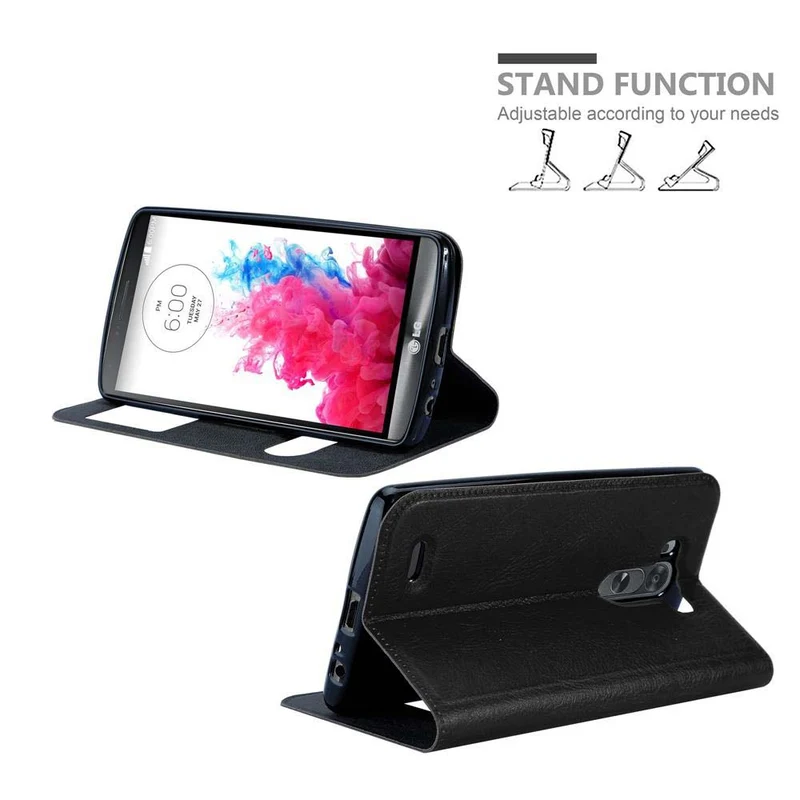 Cadorabo Hülle kompatibel mit LG G3 Schutzhülle mit Magnetverschluss, Standfunktion und 2 Sichtfenstern