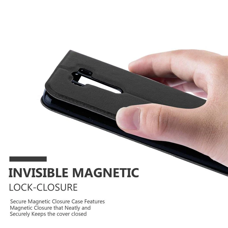 Cadorabo Hülle kompatibel mit LG G3 Schutzhülle mit Magnetverschluss, Standfunktion und 2 Sichtfenstern
