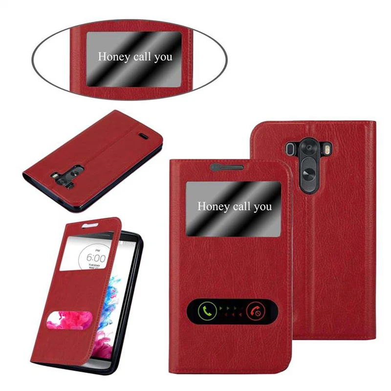 Cadorabo Hülle kompatibel mit LG G3 Schutzhülle mit Magnetverschluss, Standfunktion und 2 Sichtfenstern