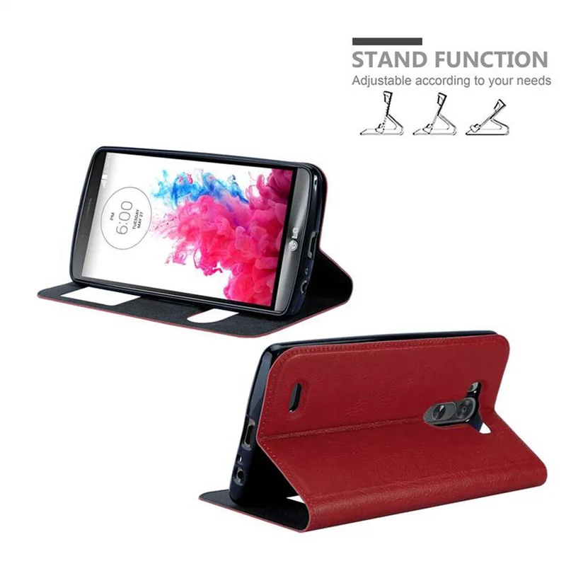 Cadorabo Hülle kompatibel mit LG G3 Schutzhülle mit Magnetverschluss, Standfunktion und 2 Sichtfenstern