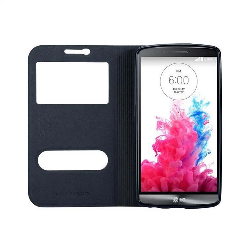 Cadorabo Hülle kompatibel mit LG G3 Schutzhülle mit Magnetverschluss, Standfunktion und 2 Sichtfenstern