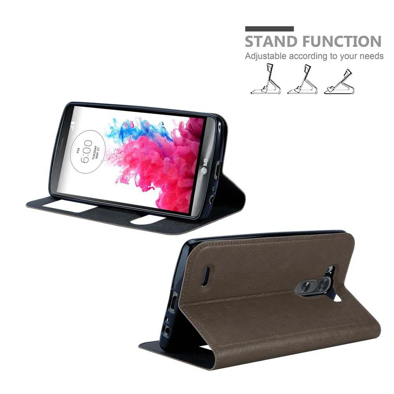 Cadorabo Hülle kompatibel mit LG G3 Schutzhülle mit Magnetverschluss, Standfunktion und 2 Sichtfenstern