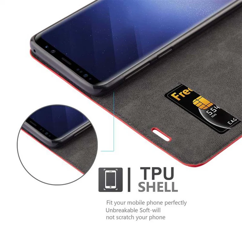 Cadorabo Hülle kompatibel mit Samsung Galaxy S9 Schutzhülle mit Magnetverschluss, Standfunktion und Kartenfach