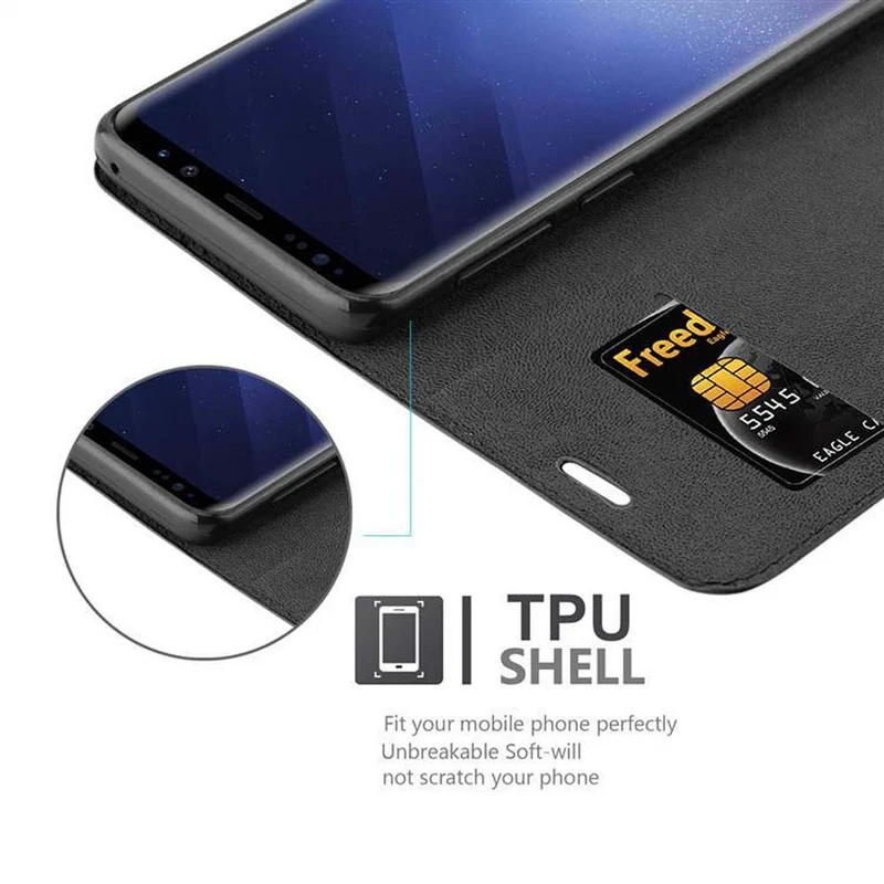 Cadorabo Hülle kompatibel mit Samsung Galaxy S9 Schutzhülle mit Magnetverschluss, Standfunktion und Kartenfach