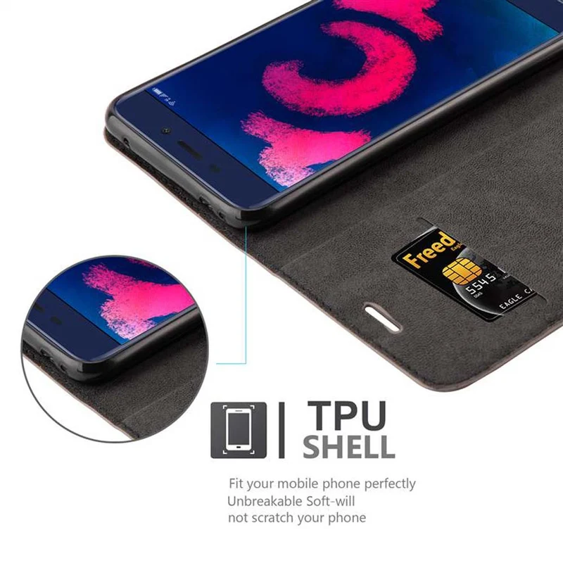 Cadorabo Hülle kompatibel mit Honor 6C PRO Schutzhülle mit Magnetverschluss, Standfunktion und Kartenfach