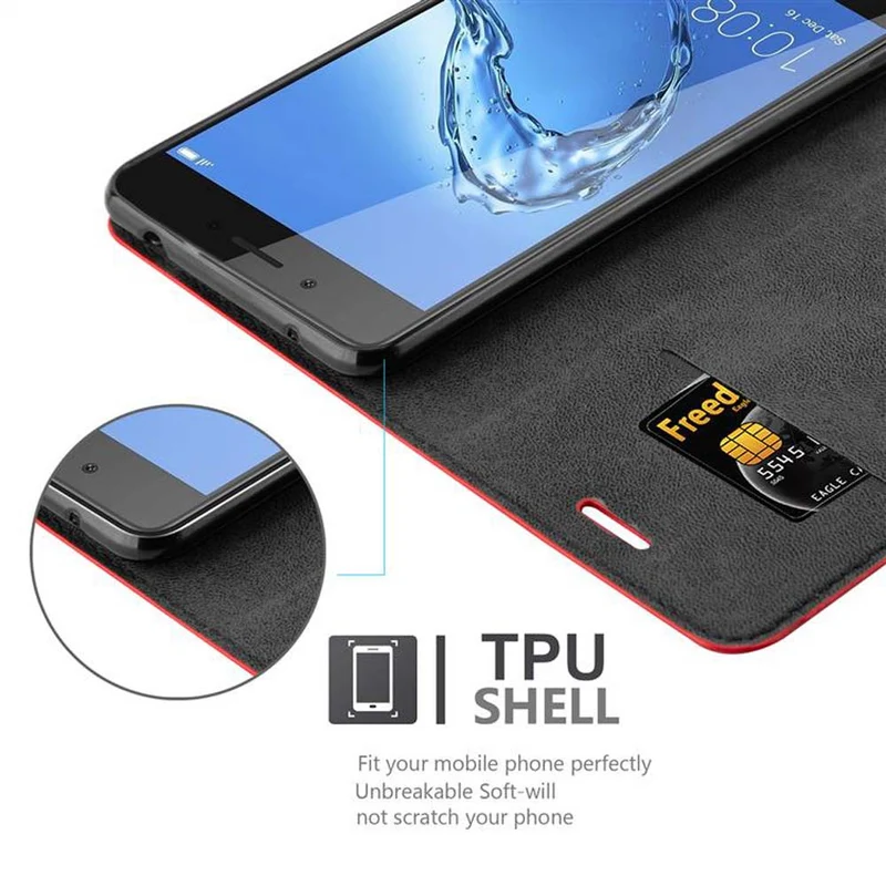 Cadorabo Hülle kompatibel mit Honor 6C Schutzhülle mit Magnetverschluss, Standfunktion und Kartenfach