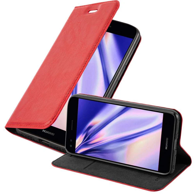 Cadorabo Hülle kompatibel mit Huawei Y6 PRO 2017 Schutzhülle mit Magnetverschluss, Standfunktion und Kartenfach