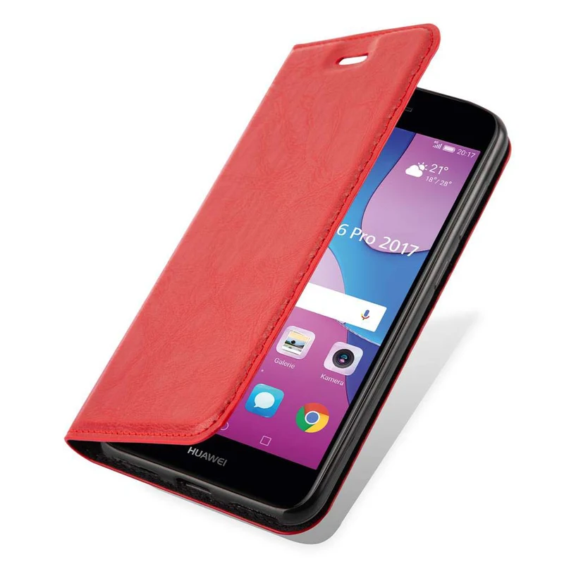 Cadorabo Hülle kompatibel mit Huawei Y6 PRO 2017 Schutzhülle mit Magnetverschluss, Standfunktion und Kartenfach