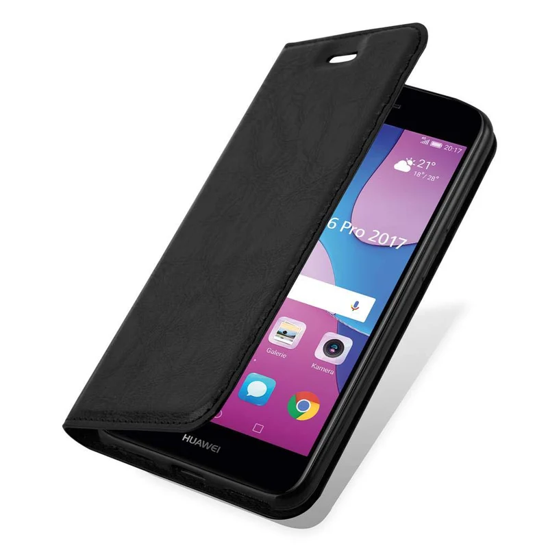 Cadorabo Hülle kompatibel mit Huawei Y6 PRO 2017 Schutzhülle mit Magnetverschluss, Standfunktion und Kartenfach