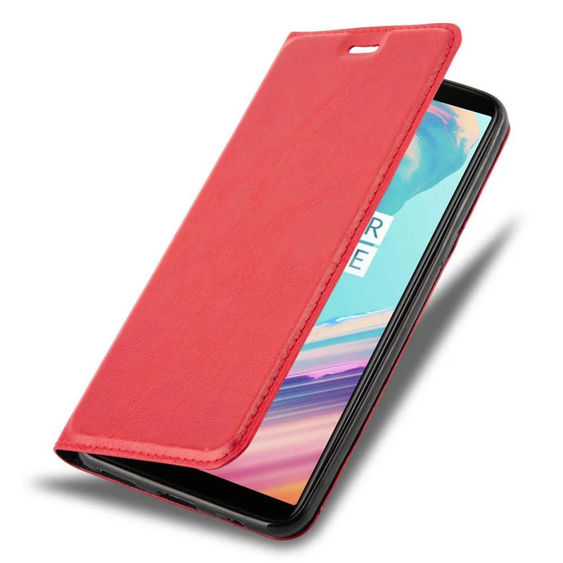 Cadorabo Hülle kompatibel mit OnePlus 5T Schutzhülle mit Magnetverschluss, Standfunktion und Kartenfach