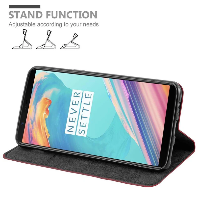 Cadorabo Hülle kompatibel mit OnePlus 5T Schutzhülle mit Magnetverschluss, Standfunktion und Kartenfach