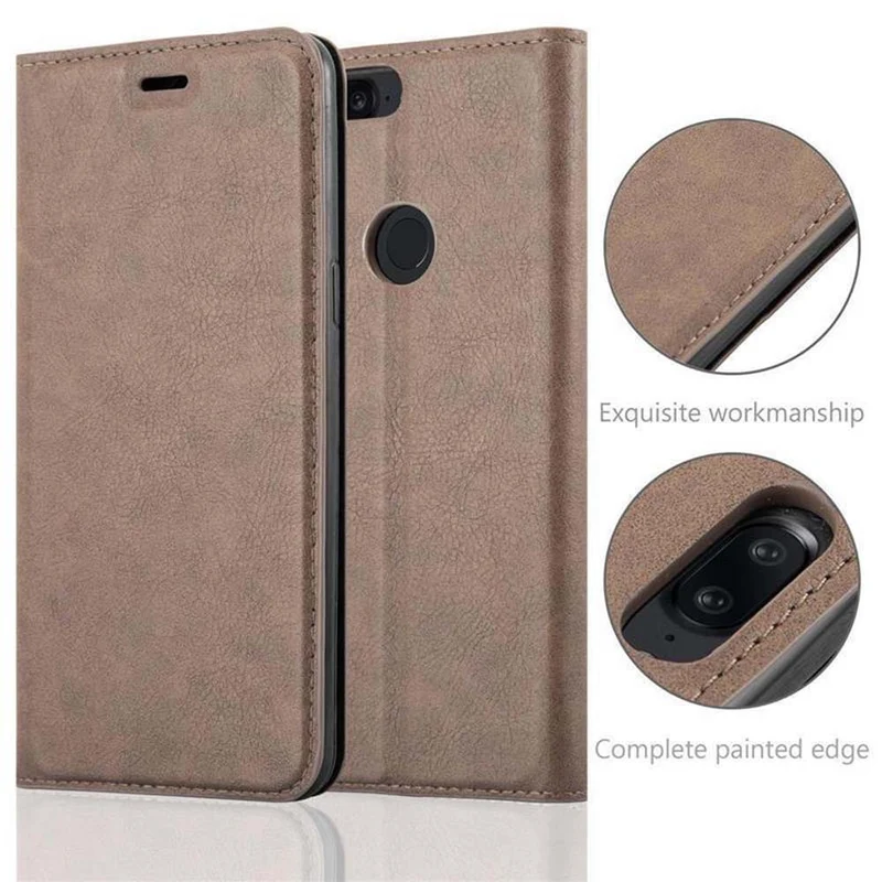 Cadorabo Hülle kompatibel mit OnePlus 5T Schutzhülle mit Magnetverschluss, Standfunktion und Kartenfach
