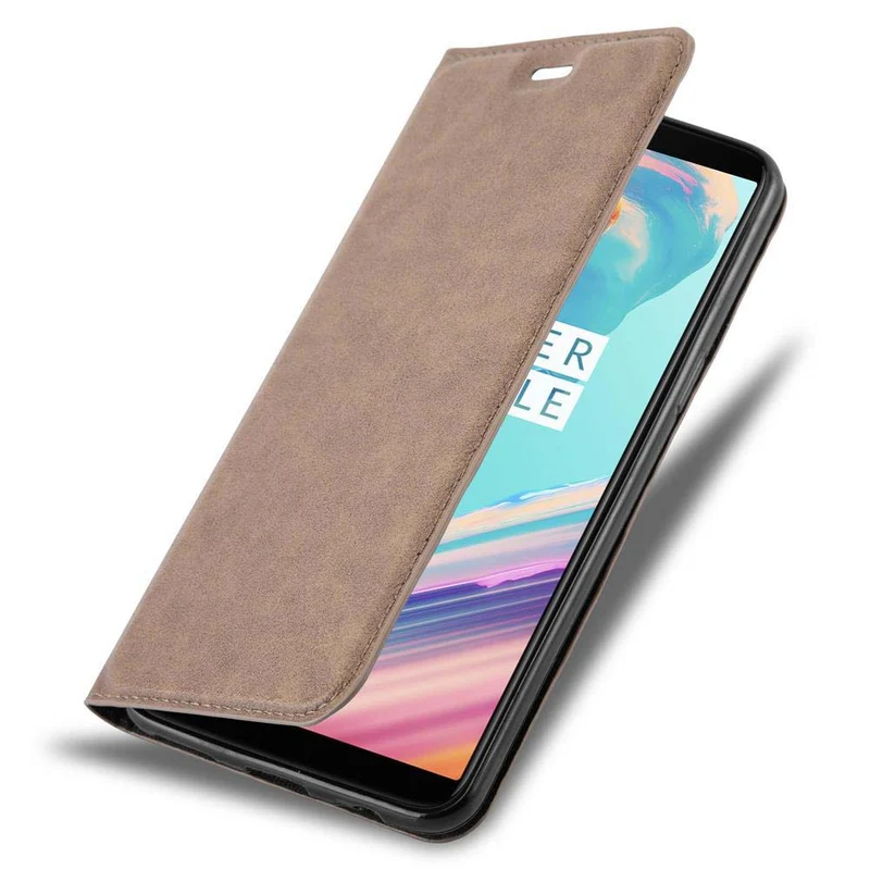 Cadorabo Hülle kompatibel mit OnePlus 5T Schutzhülle mit Magnetverschluss, Standfunktion und Kartenfach