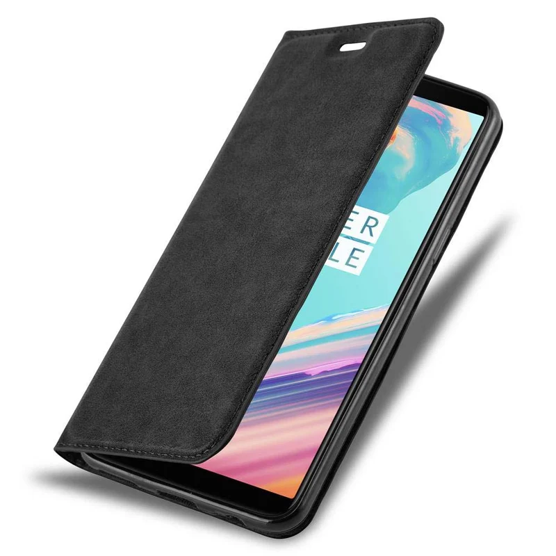 Cadorabo Hülle kompatibel mit OnePlus 5T Schutzhülle mit Magnetverschluss, Standfunktion und Kartenfach