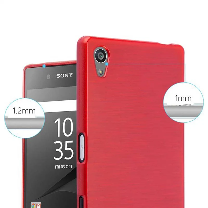Cadorabo Hülle kompatibel mit Sony Xperia Z5 Schutzhülle aus flexiblem TPU Silikon im Brushed Design