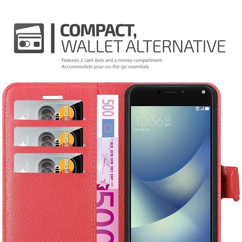Cadorabo Hülle kompatibel mit Asus ZenFone 4 PRO Schutzhülle mit Magnetverschluss, Standfunktion und Kartenfach