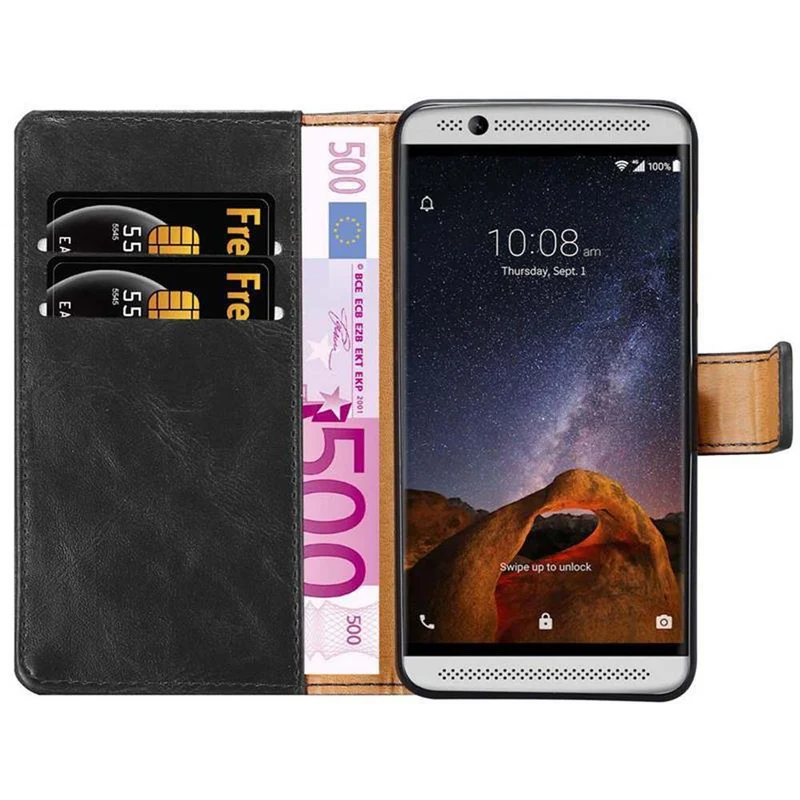 Cadorabo Hülle kompatibel mit ZTE Axon 7 Schutzhülle mit Magnetverschluss, Standfunktion und Kartenfach