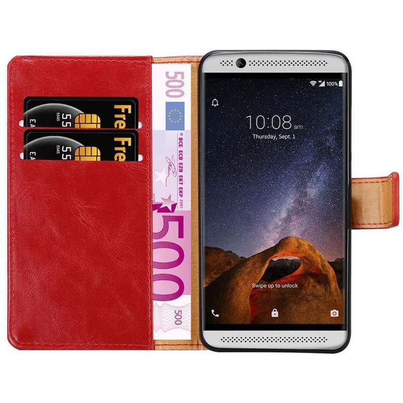 Cadorabo Hülle kompatibel mit ZTE Axon 7 Schutzhülle mit Magnetverschluss, Standfunktion und Kartenfach
