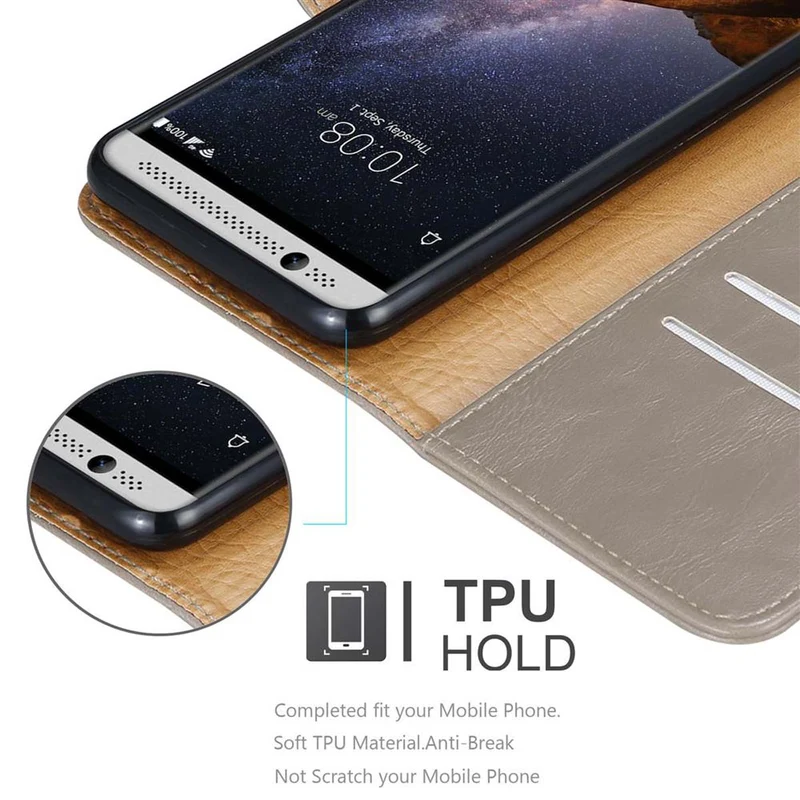 Cadorabo Hülle kompatibel mit ZTE Axon 7 Schutzhülle mit Magnetverschluss, Standfunktion und Kartenfach