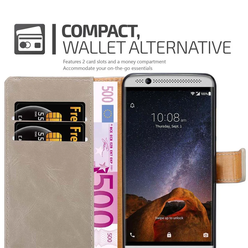 Cadorabo Hülle kompatibel mit ZTE Axon 7 Schutzhülle mit Magnetverschluss, Standfunktion und Kartenfach