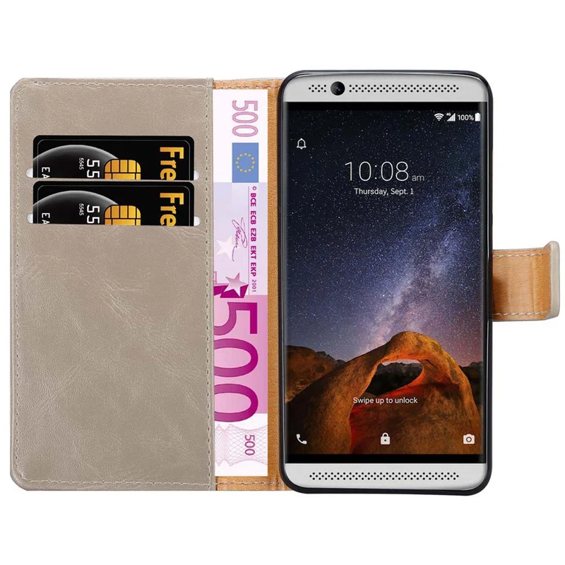 Cadorabo Hülle kompatibel mit ZTE Axon 7 Schutzhülle mit Magnetverschluss, Standfunktion und Kartenfach
