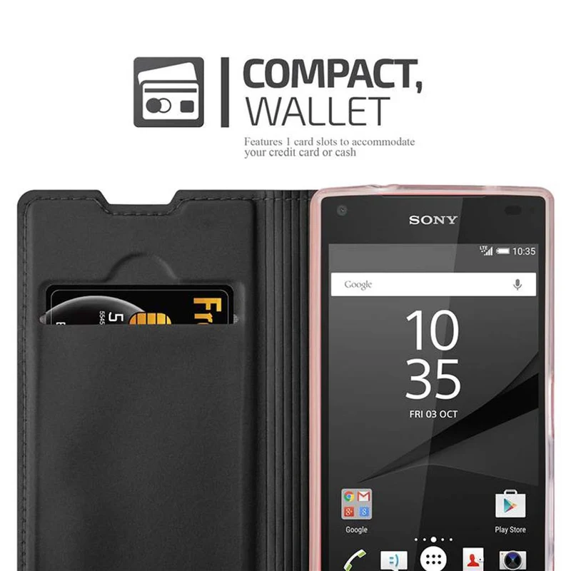 Cadorabo Hülle kompatibel mit Sony Xperia Z5 COMPACT Schutzhülle mit Magnetverschluss, Standfunktion und Kartenfach