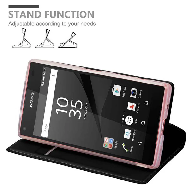 Cadorabo Hülle kompatibel mit Sony Xperia Z5 COMPACT Schutzhülle mit Magnetverschluss, Standfunktion und Kartenfach