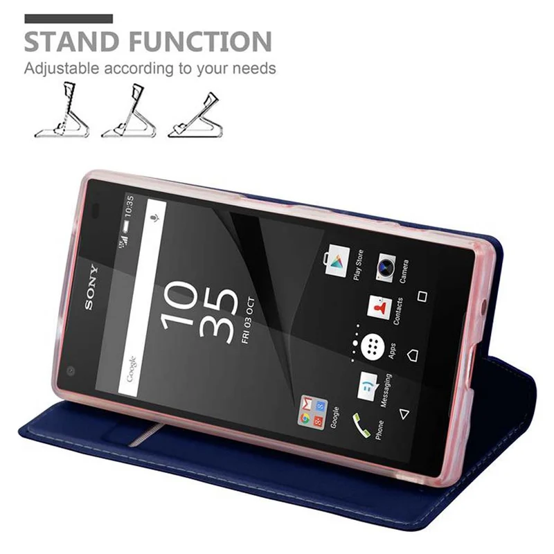 Cadorabo Hülle kompatibel mit Sony Xperia Z5 COMPACT Schutzhülle mit Magnetverschluss, Standfunktion und Kartenfach