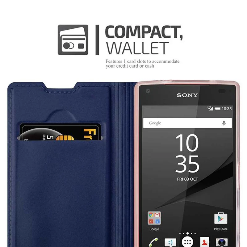 Cadorabo Hülle kompatibel mit Sony Xperia Z5 COMPACT Schutzhülle mit Magnetverschluss, Standfunktion und Kartenfach
